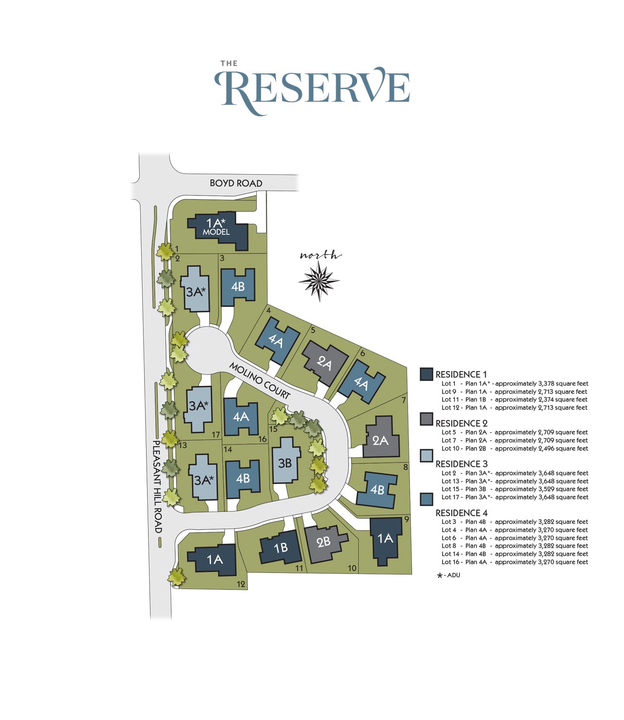 Site Plan for The Reserve at Pleasant Hill Ponderosa Homes