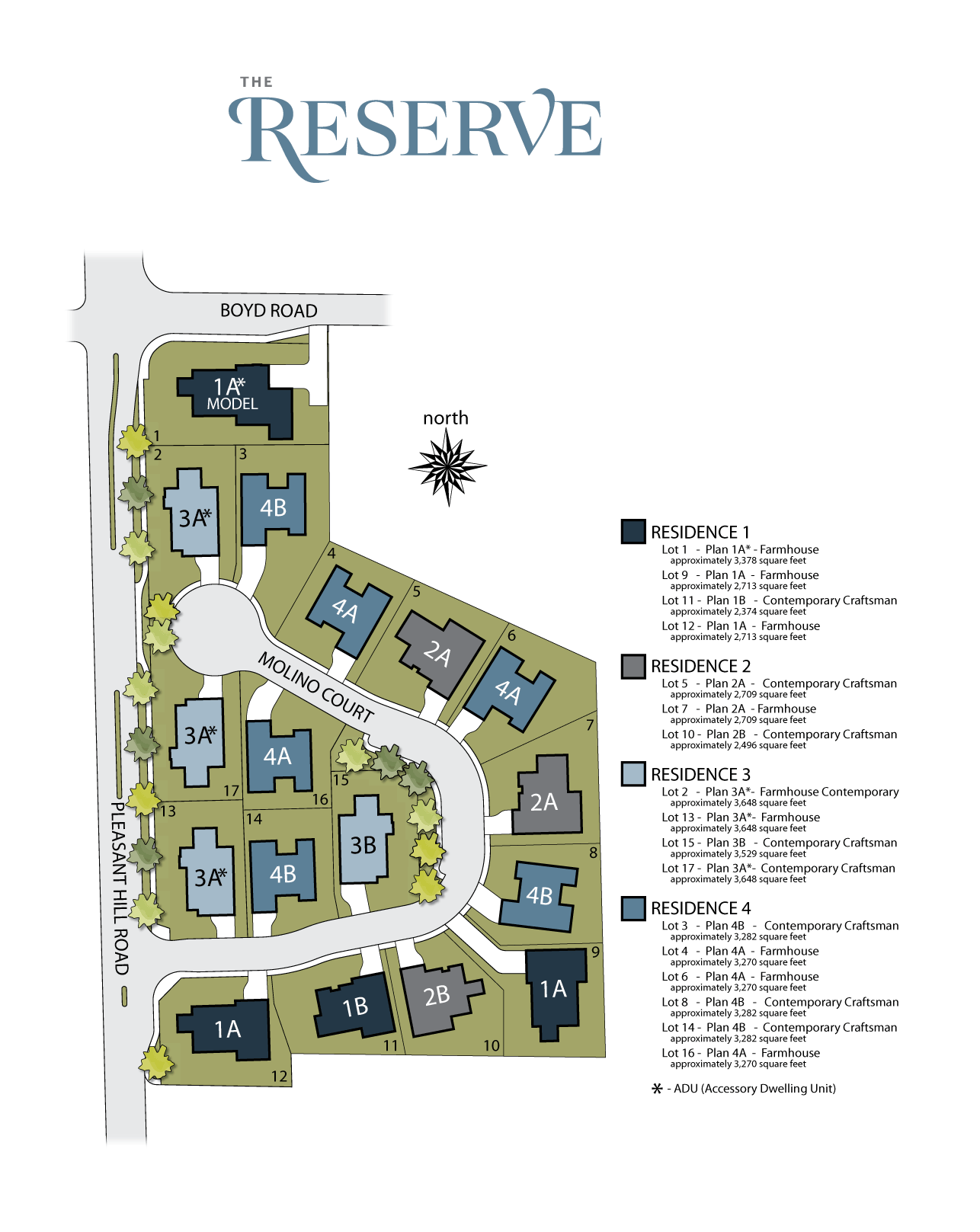 Site Plan for The Reserve at Pleasant Hill Ponderosa Homes